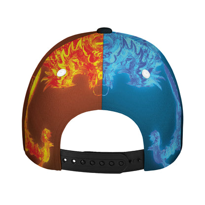 Fire And Ice Dragons Print Baseball Cap