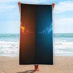 Fire And Ice Dragons Print Beach Towel
