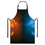 Fire And Ice Dragons Print Bib Apron With Pocket