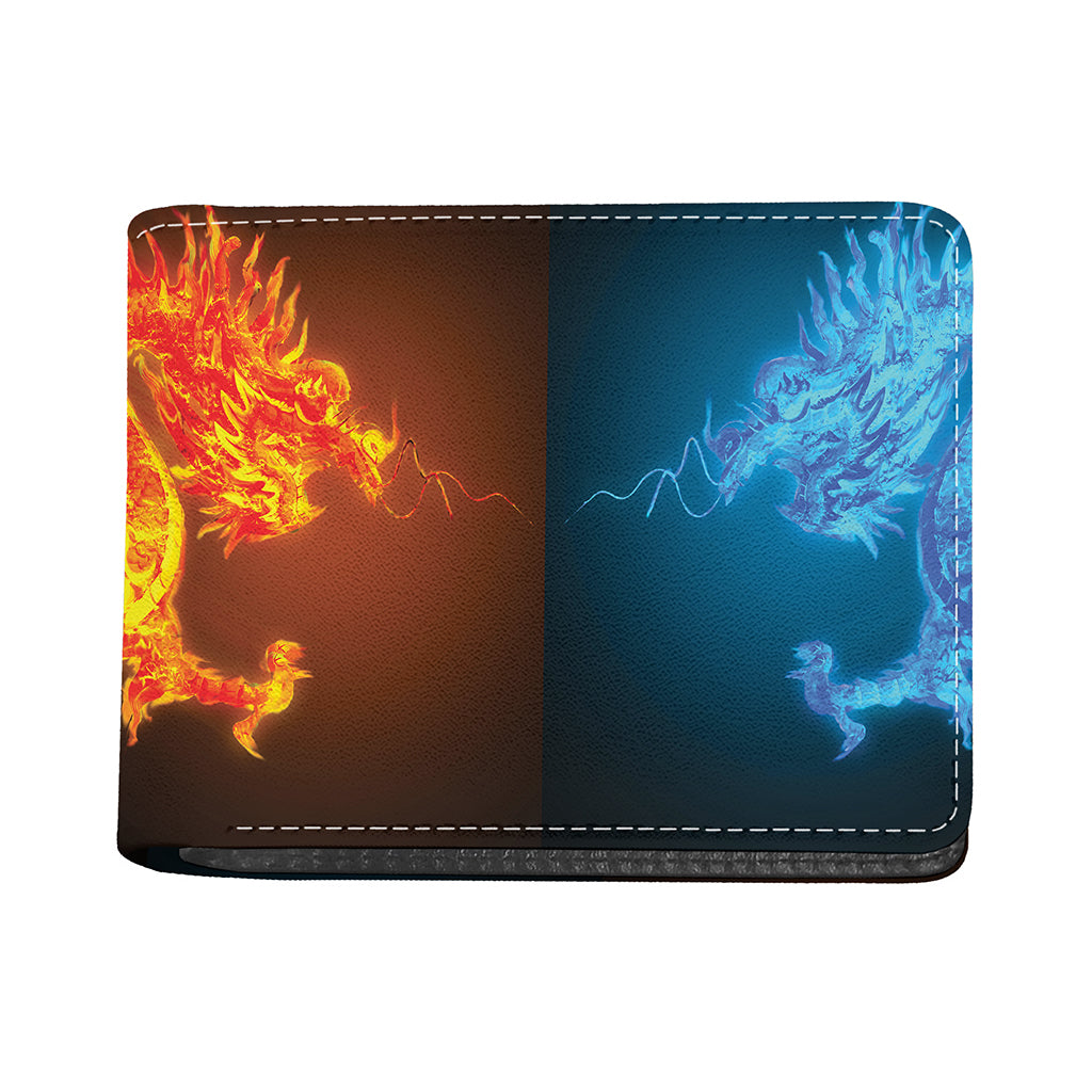 Fire And Ice Dragons Print Bifold Wallet