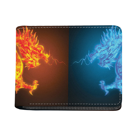 Fire And Ice Dragons Print Bifold Wallet