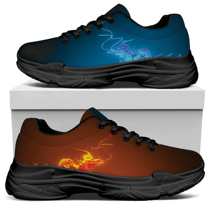 Fire And Ice Dragons Print Black Chunky Shoes