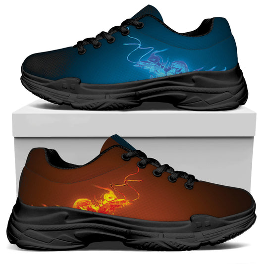 Fire And Ice Dragons Print Black Chunky Shoes