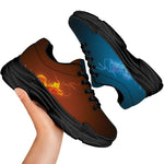 Fire And Ice Dragons Print Black Chunky Shoes