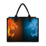 Fire And Ice Dragons Print Canvas Tote Bag