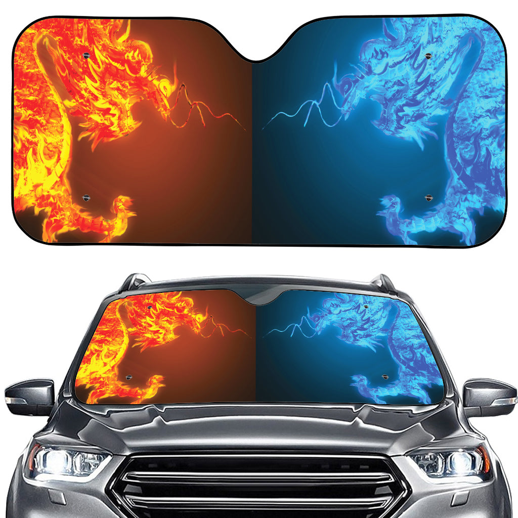 Fire And Ice Dragons Print Car Windshield Sun Shade
