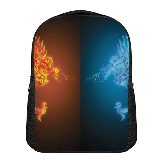 Fire And Ice Dragons Print Casual Backpack