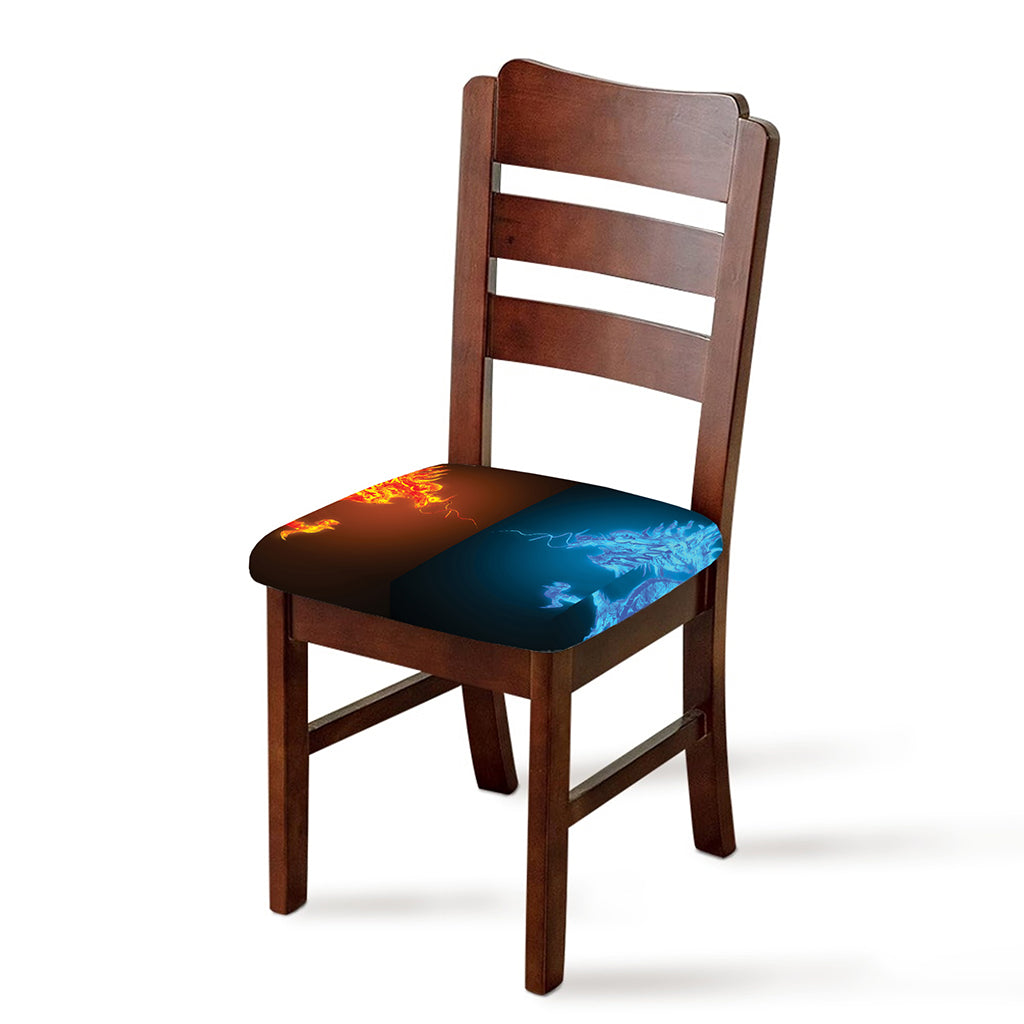 Fire And Ice Dragons Print Chair Cushion Cover