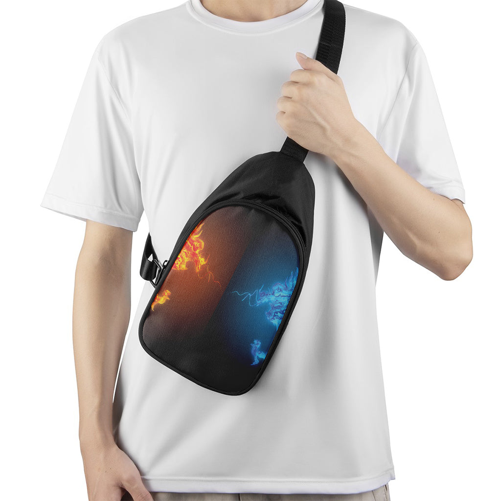 Fire And Ice Dragons Print Chest Bag