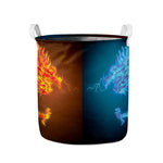 Fire And Ice Dragons Print Collapsible Laundry Basket