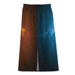 Fire And Ice Dragons Print Cotton Front Slit Maxi Skirt