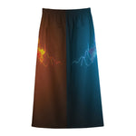 Fire And Ice Dragons Print Cotton Front Slit Maxi Skirt