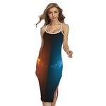 Fire And Ice Dragons Print Cross Back Cami Dress