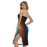 Fire And Ice Dragons Print Cross Back Cami Dress