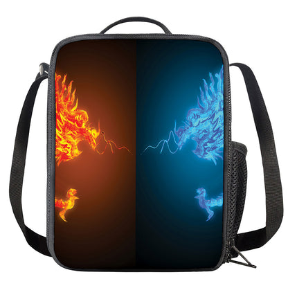 Fire And Ice Dragons Print Crossbody Lunch Bag