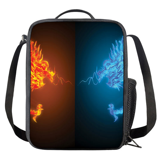 Fire And Ice Dragons Print Crossbody Lunch Bag