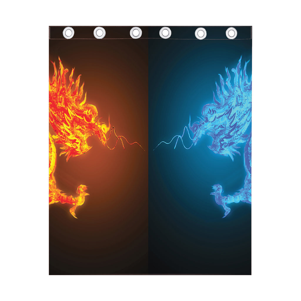 Fire And Ice Dragons Print Curtain