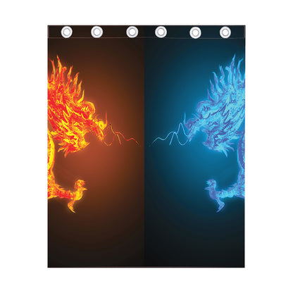 Fire And Ice Dragons Print Curtain
