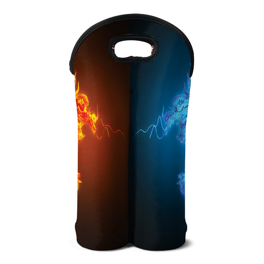 Fire And Ice Dragons Print Double Neoprene Wine Tote