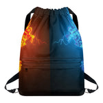 Fire And Ice Dragons Print Drawstring Backpack