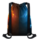 Fire And Ice Dragons Print Drawstring Backpack
