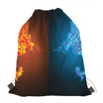 Fire And Ice Dragons Print Drawstring Bag