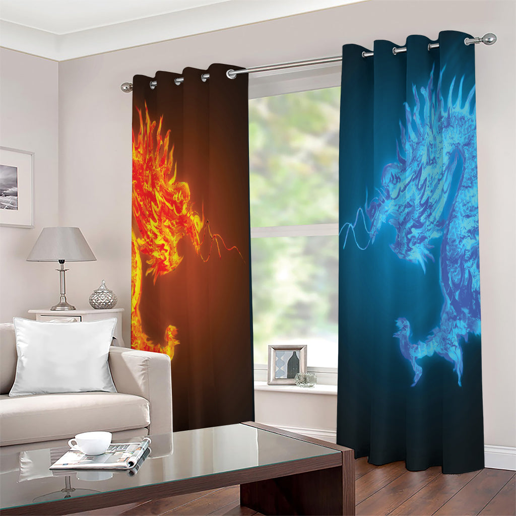 Fire And Ice Dragons Print Extra Wide Grommet Curtains