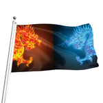 Fire And Ice Dragons Print Flag