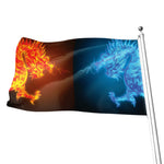 Fire And Ice Dragons Print Flag