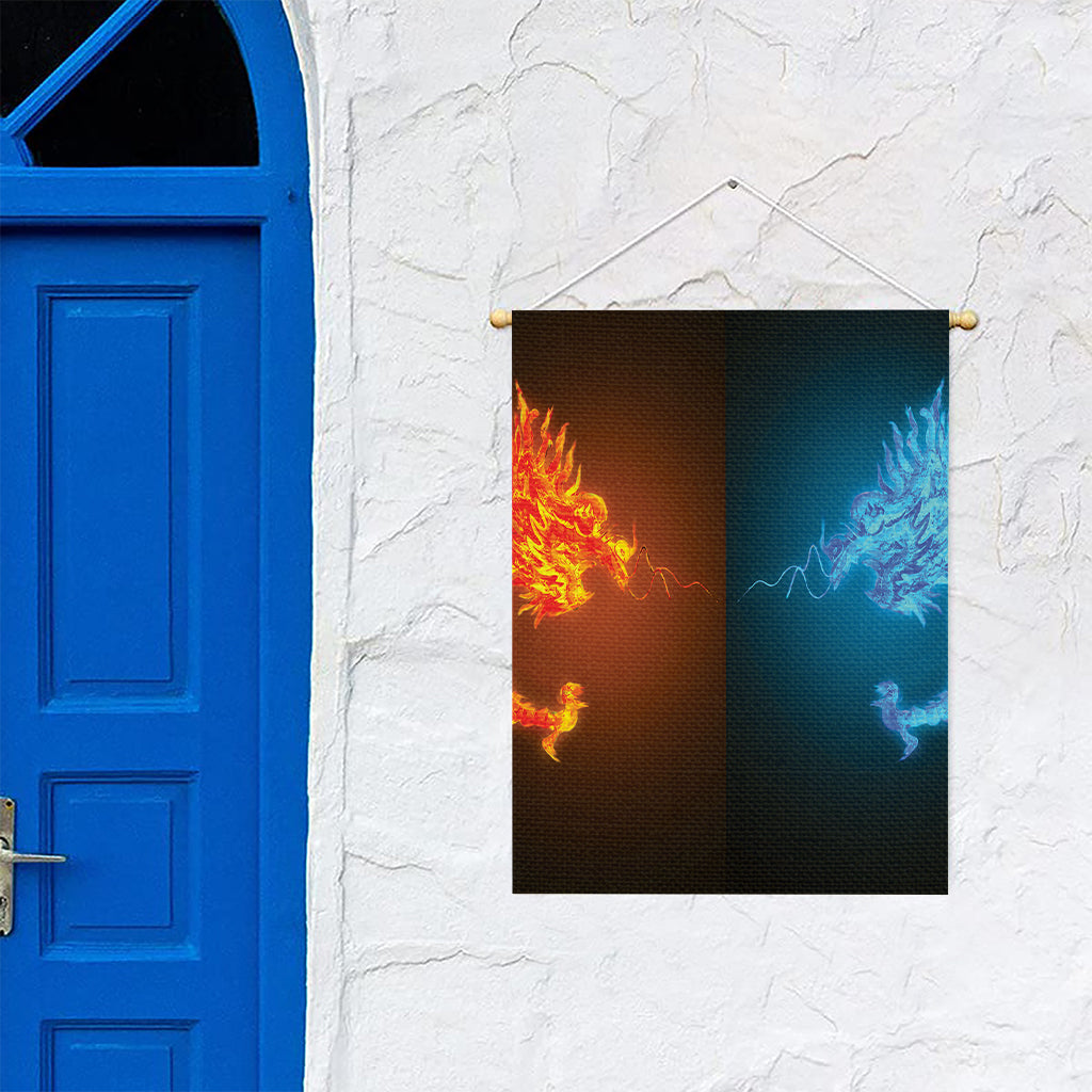 Fire And Ice Dragons Print Garden Flag