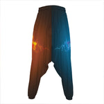 Fire And Ice Dragons Print Hammer Pants