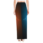 Fire And Ice Dragons Print High Slit Maxi Skirt