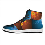 Fire And Ice Dragons Print High Top Leather Sneakers