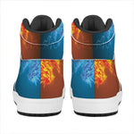 Fire And Ice Dragons Print High Top Leather Sneakers