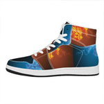 Fire And Ice Dragons Print High Top Leather Sneakers