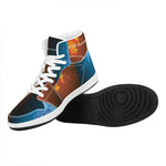 Fire And Ice Dragons Print High Top Leather Sneakers