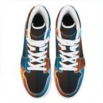 Fire And Ice Dragons Print High Top Leather Sneakers