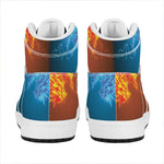 Fire And Ice Dragons Print High Top Leather Sneakers