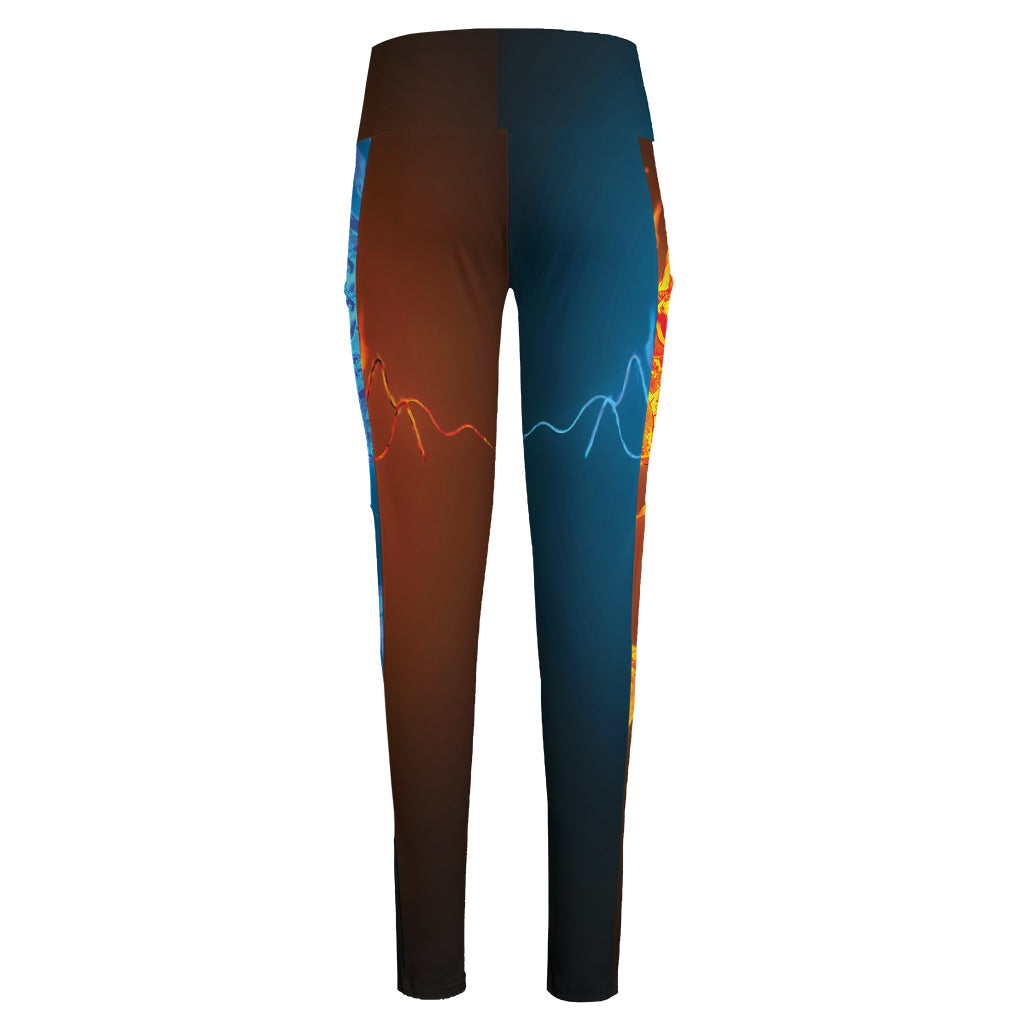 Fire And Ice Dragons Print High-Waisted Pocket Leggings