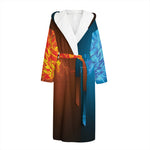 Fire And Ice Dragons Print Hooded Bathrobe