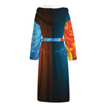 Fire And Ice Dragons Print Hooded Bathrobe