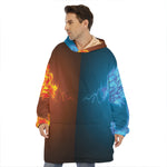 Fire And Ice Dragons Print Hoodie Blanket