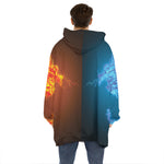 Fire And Ice Dragons Print Hoodie Blanket