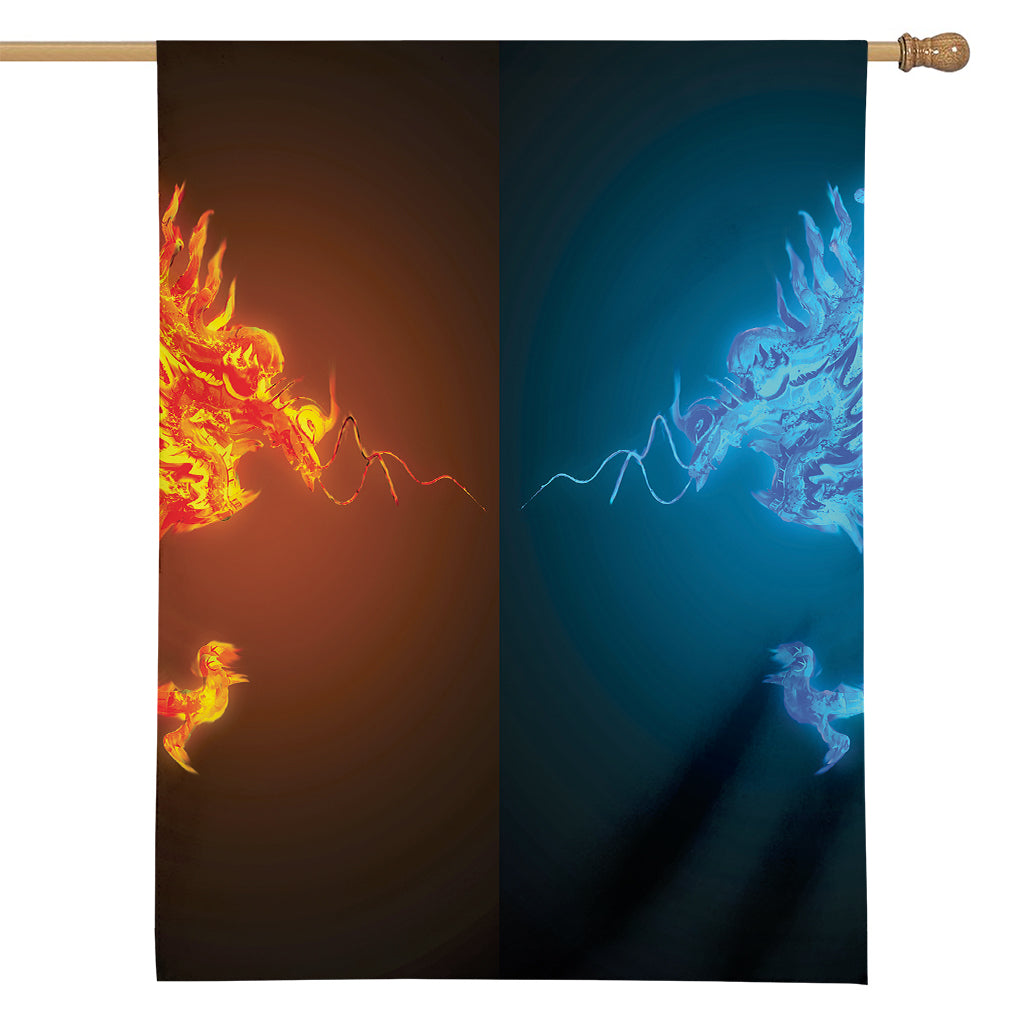 Fire And Ice Dragons Print House Flag