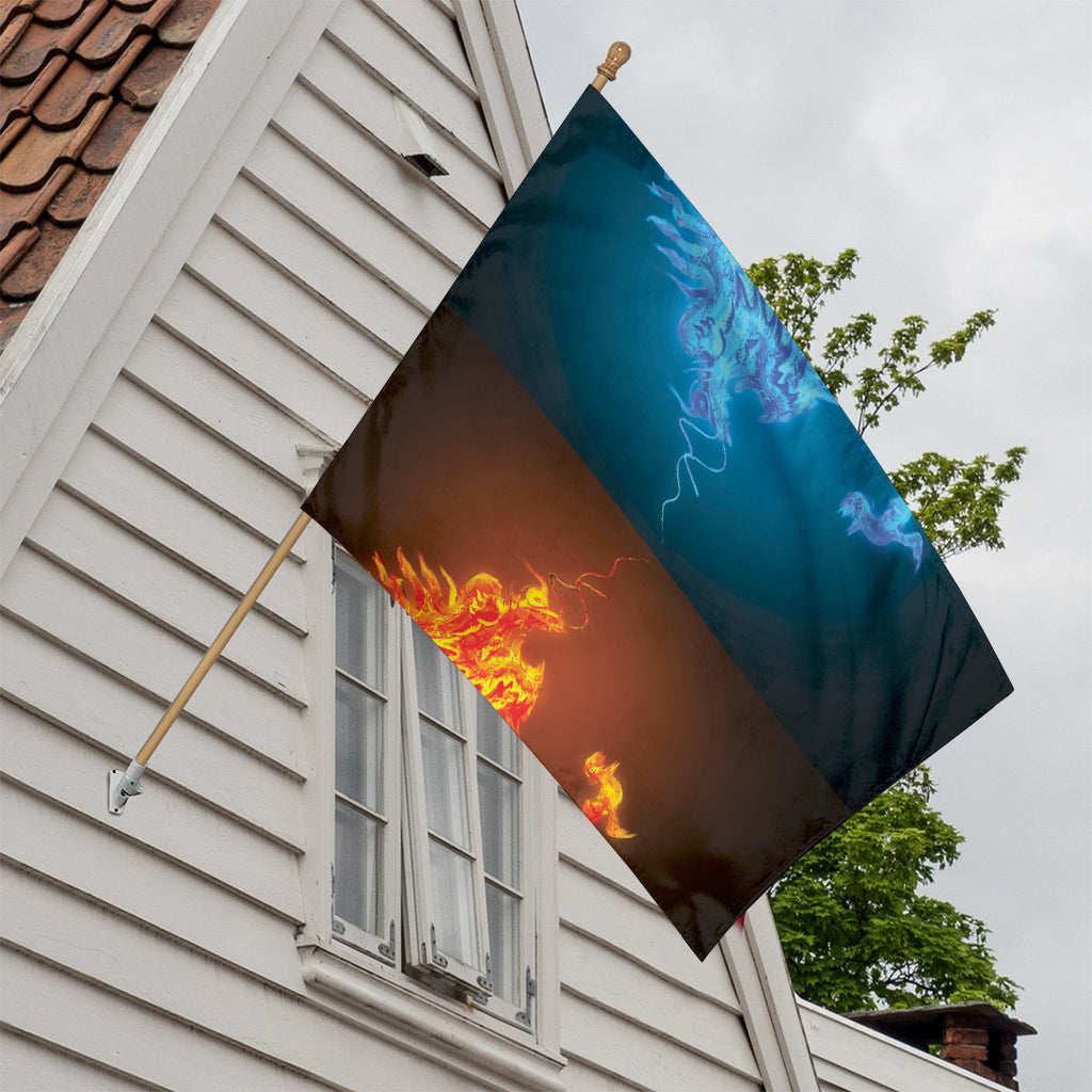 Fire And Ice Dragons Print House Flag