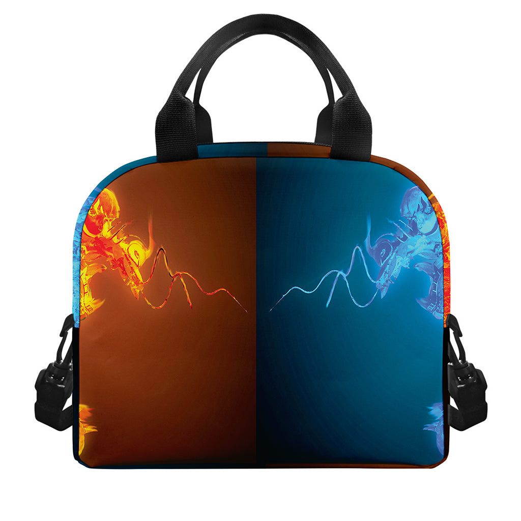 Fire And Ice Dragons Print Insulated Lunch Bag