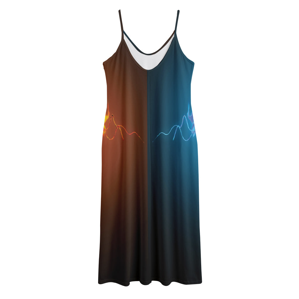 Fire And Ice Dragons Print Jersey Midi Cami Dress