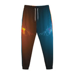 Fire And Ice Dragons Print Jogger Pants
