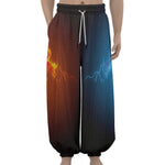 Fire And Ice Dragons Print Lantern Pants