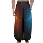 Fire And Ice Dragons Print Lantern Pants